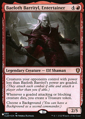 Baeloth Barrityl, Entertainer