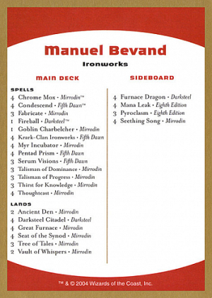 Manuel Bevand Decklist