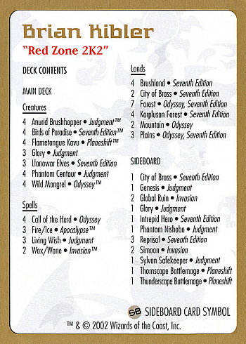 Brian Kibler Decklist
