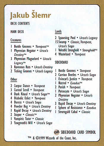 Jakub Šlemr Decklist