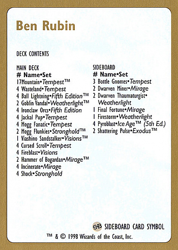 Ben Rubin Decklist